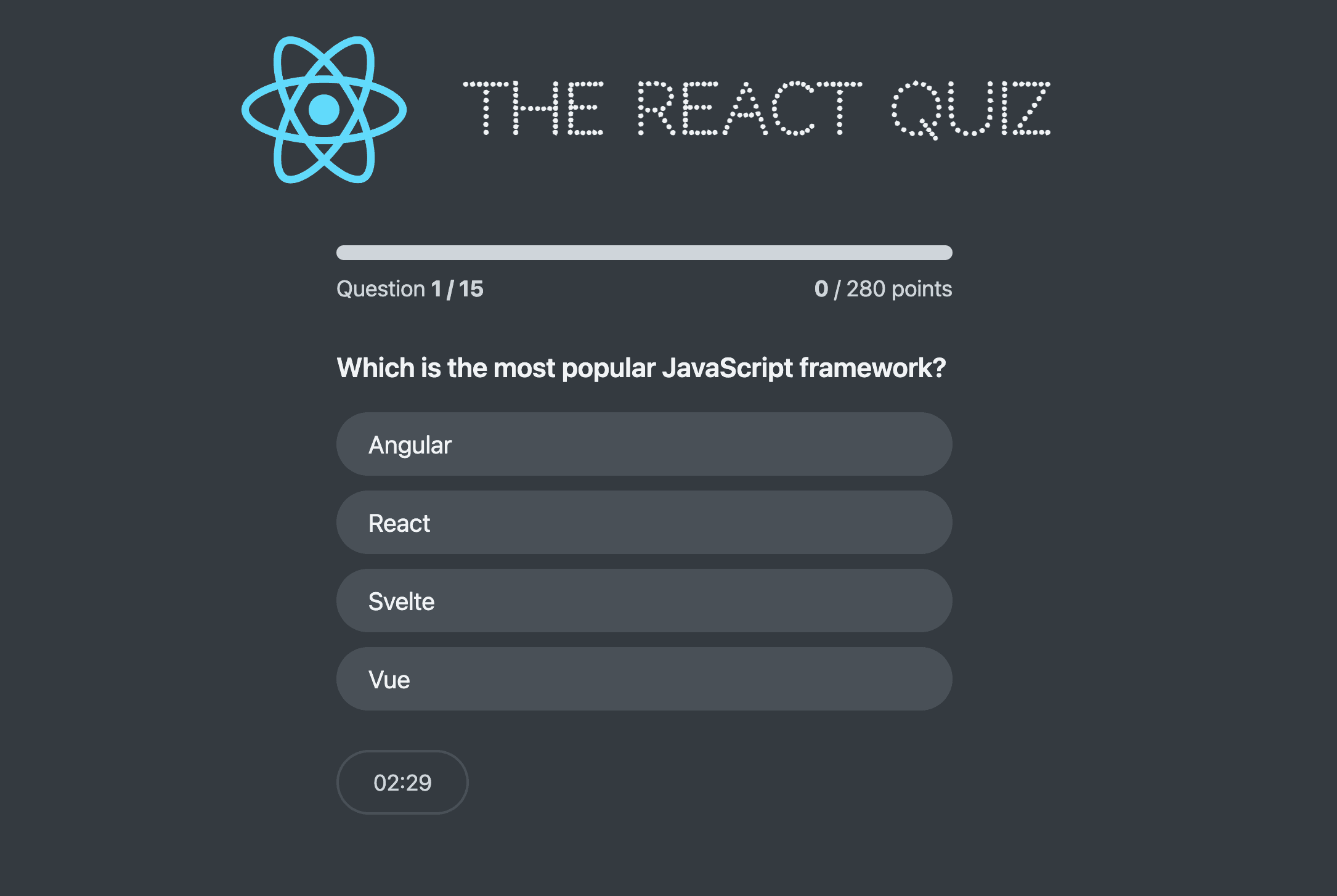 React Knowledge Quiz